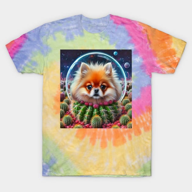 Pomeranian Cactus Garden T-Shirt by Catbrat